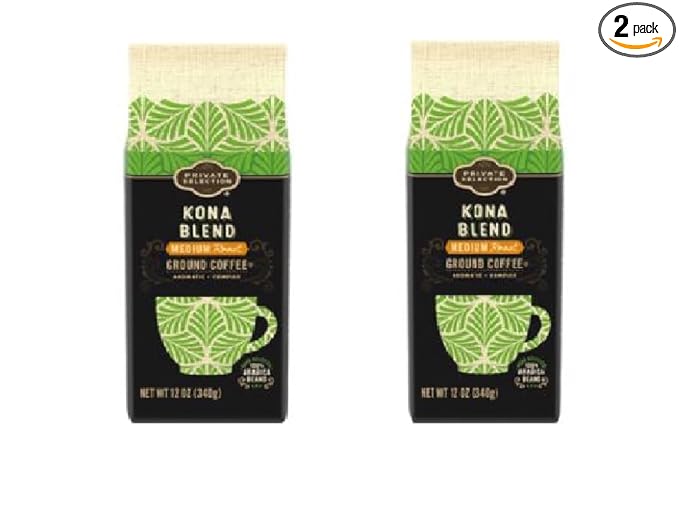Pack of 2 Private Selection Kona Blend Medium Roast Ground Coffee 12 oz