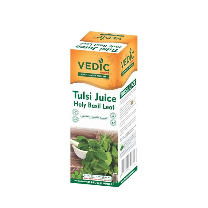 Vedic Juices Tulsi Juice 1 L - Natural Juice for Daily Use - 33.8 Floz Pack of 2