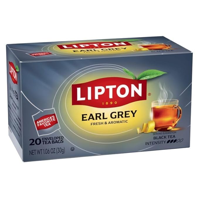 Lipton Earl Grey Tea Bags Flavored Teabags 120 Total Bags (20ct - Pack of 6)
