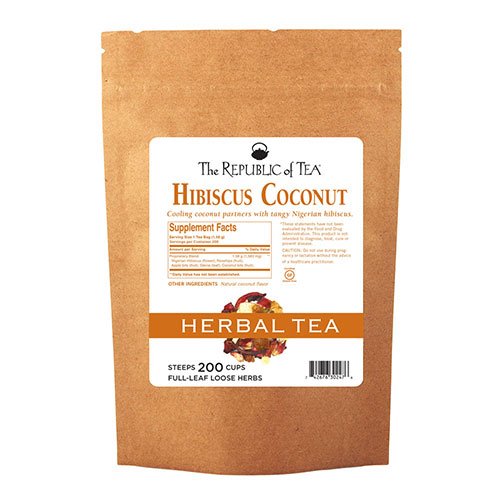 The Republic of Tea Hibiscus Coconut Full-Leaf Herbal Tea 1 Pound / 200 Cups