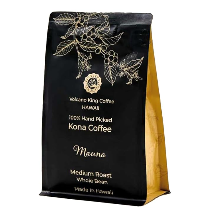 Hawaiian Kona Coffee Whole Bean Single Origin Fancy Grade Medium Roast 100% Hand Picked from Our Coffee Estate in Hawaii(Mauna 7 oz)