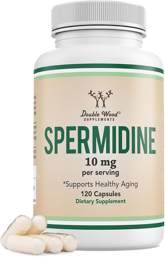 Spermidine Supplement (10mg of 99% Spermidine 3HCL - Third Party Tested) 120 Capsules - Over 100x More Potent Than Wheat Germ Extract for Cell Membrane Telomere Health and Aging by Double Wood