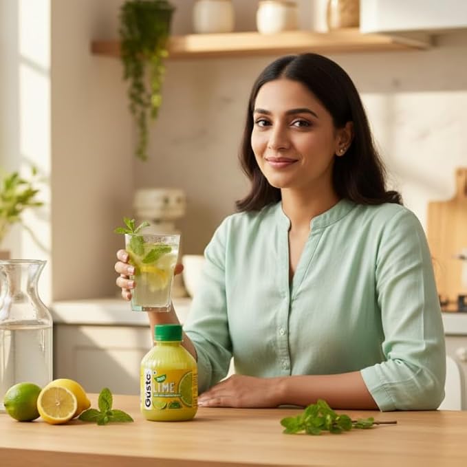Gusto Foods Green Lime Juice Concentrate - Pack of 4 (800ml)