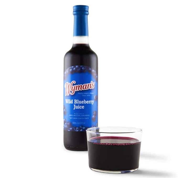 Wyman's Wild Blueberry Juice 100% Juice No Sugar Added Not From Concentrate Glass Bottled 500mL (3 Pack)