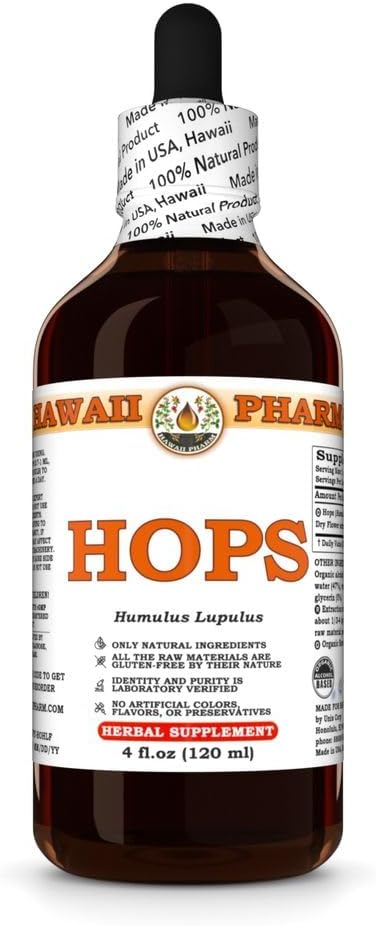 Hawaii Pharm Hops Extract Tincture for Restful Sleep and Calm Supports Digestive Comfort Promotes Relaxation Encourages Kidney Function - 4 fl.oz