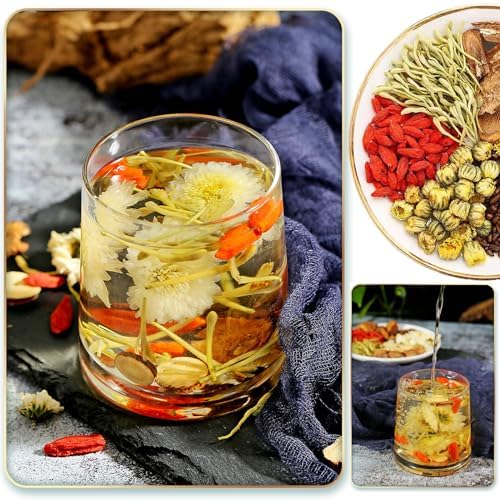 Liver Tea Formula - Goji Berry Tea Chrysanthemum Liver Tea Chrysanthemum Cassia Seed Tea Té de Hígado Crisantemo Té de Semillas Chinese Herbal Tea 60Pcs/2Bags