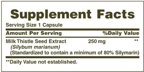 Nature's Bounty Milk Thistle 250 mg Capsules 200 ea