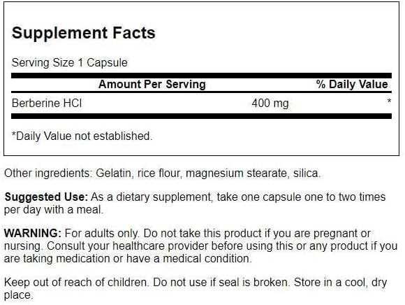 Swanson Berberine HCl Cardiovascular and Metabolic Health Supplement for Health-Conscious Adults - Non-GMO Vegan Gluten-Free (60 Vegan Capsules 400 mg Each 3 Pack)
