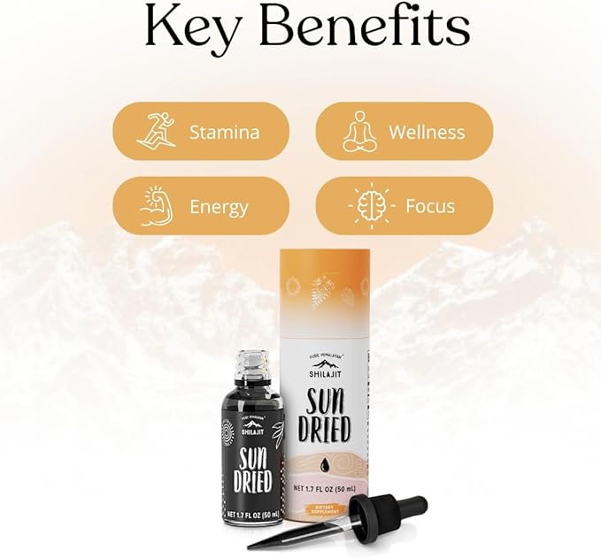 Pure Himalayan Shilajit ® Sun Dried Liquid Drops - Immune Support Supplement Energy Boost Detox Cleanse Anti-Aging and Wellness - Natural Trace Minerals &amp Fulvic Acid Complex (50ml Pack of 1)