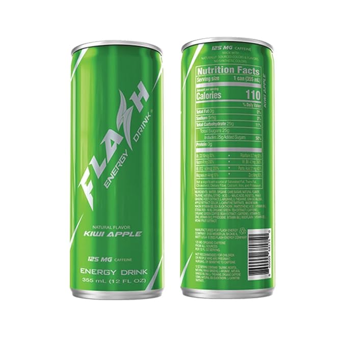 Flash Energy Drink | Elevate your Energy Focus and Performance | Natural |Non-GMO Vegan Gluten-Free Ingredients Organic Green Tea and Green Coffee Bean with 125 mg of Caffeine Enhanced with Ess