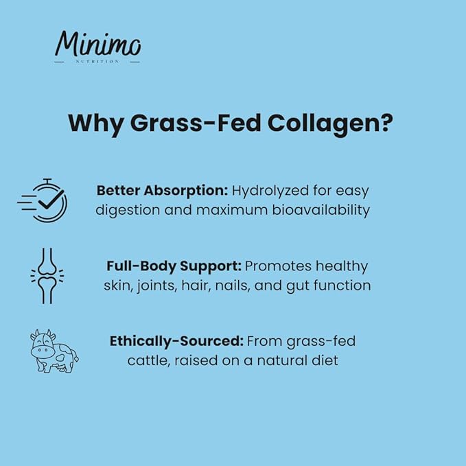 Grass-Fed Hydrolyzed Collagen Peptides Promotes Hair Nail Skin Bone and Joint Health Unflavored 9.9 oz