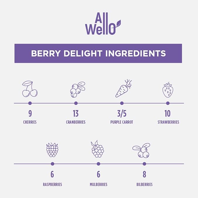AllWellO Organic Cold Pressed Juice Drinks with Real Fruits and Vegetables Gluten Free Non-GMO Healthy Juices No Preservatives No Sugar Added (Berry Delight 12 Pack)