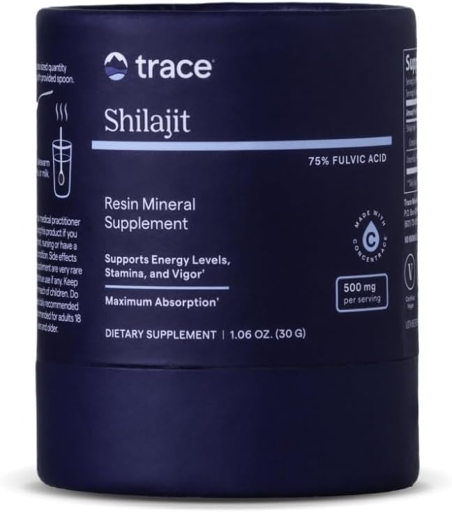 Trace Minerals Shilajit Resin - Himalayan Shilajit Resin for Overall Wellness - Immunity Support - Energy Brain &amp Digestive Health Support - ConcenTrace - 450mg Per Serving (60 Servings)