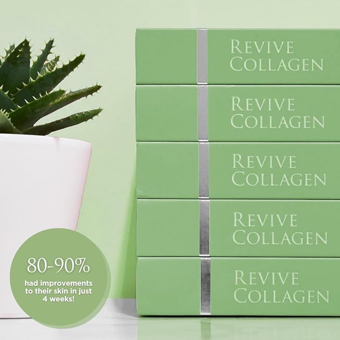 Revive Collagen 2500mg Plant-Based Vegan Collagen Peptides – Skin Hydrating Liquid Supplement with Vitamins B C D E Raspberry Flavor – Vegan Collagen for Women 21 Fl Oz 28 Sachets