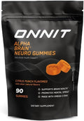 ONNIT Alpha Brain Neuro Focus Gummies IGEN Non-GMO Tested Vegan Gummies with Omega-3s Lutein Zeaxanthin and Caffeine Brain Eye and Focus Supplement for Men and Women Citrus Punch 90 Count