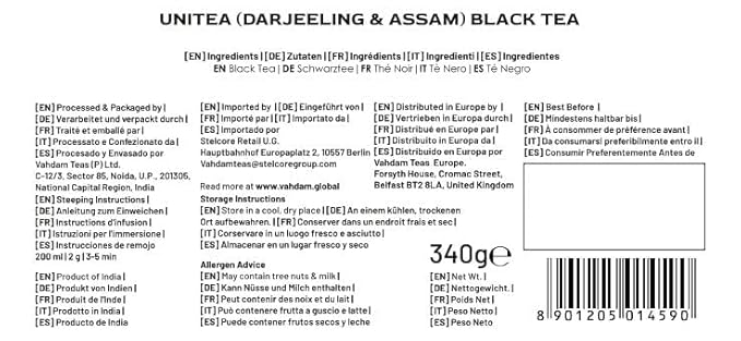 VAHDAM UNITEA Black Tea Leaves +170 Cups12oz | Blend Of Darjeeling &amp Assam Tea | ROBUST &amp FLAVORY Black Loose Leaf | Unblended Single Origin Tea | Vacuum Sealed Pack