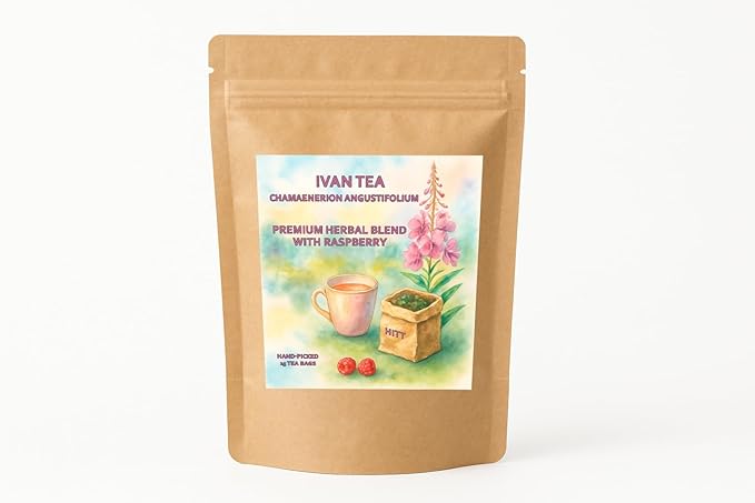 Ivan Tea Fermented Fireweed 25 Tea Bags – Traditional Russian Tea for Relaxation and Wellness – Caffeine-free Ivan Chai with Dried Raspberries – Chai Tea Иван Чай