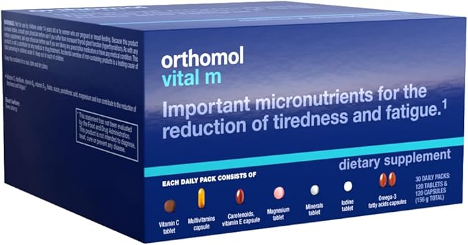 Orthomol Vital M Tablet Packets Men's Multivitamin 30-Day Supply Vitamins A B C D E K Iodine Omega-3…