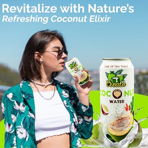 Coconut Water Bulk 99% Pure 16.57 Fl Oz - Pack of 12 Nutrient-Rich and Fresh | Low Sugar &amp Calories | Pure Coconut Water with Electrolytes by Creata
