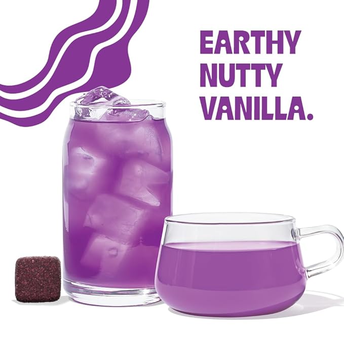 Tea Drops 30 Bulk Pack Organic Ube Bagless Tea - Loose Leaf Lightly Sweetened On-The-Go. Plastic-Free - Iced or Hot