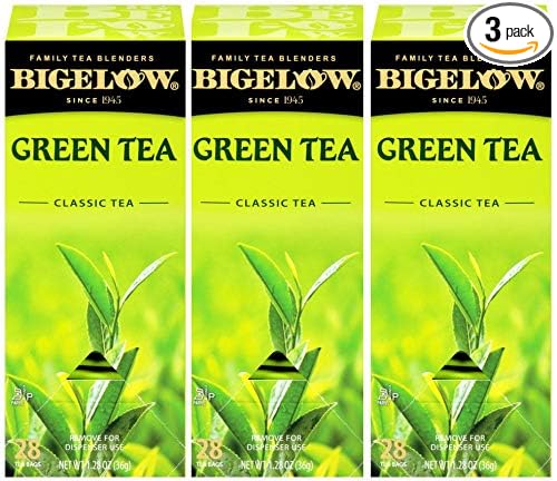 Bigelow Classic Green Tea 28-Count Box (Pack of 3) Premium Bagged Green Tea Bright Antioxidant-Rich All Natural Medium-Caffeine Tea in Individual Foil-Wrapped Bags