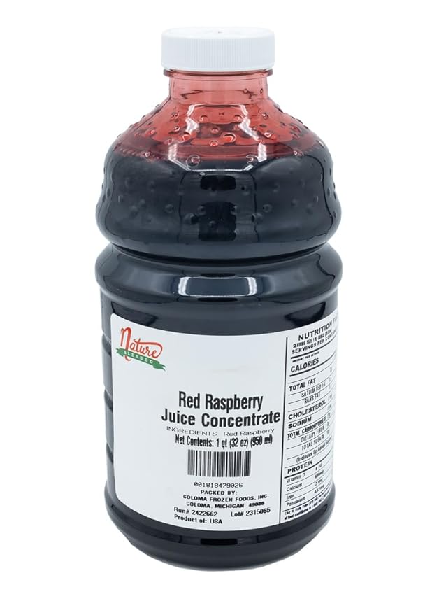 Nature Blessed 100% Pure Red Raspberry Concentrate - 1 Quart (1/32 fl oz bottle) Applications: Home Wine Making Brewing Mead Smoothies Making Jelly
