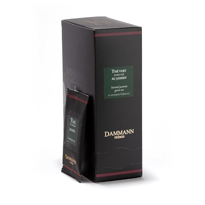 Dammann Freres Sachets Vert Au Jasmin Tea Bags Premium Gourmet French Jasmine Green Tea Individually Wrapped 24 Count (Single Pack)