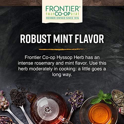 Frontier Co-op Organic Hyssop Herb 1lb Bulk Bag Cut and Sifted | 100% Natural Dried Leaves | Ideal for Hyssop Tea Soup Salads and More Kosher