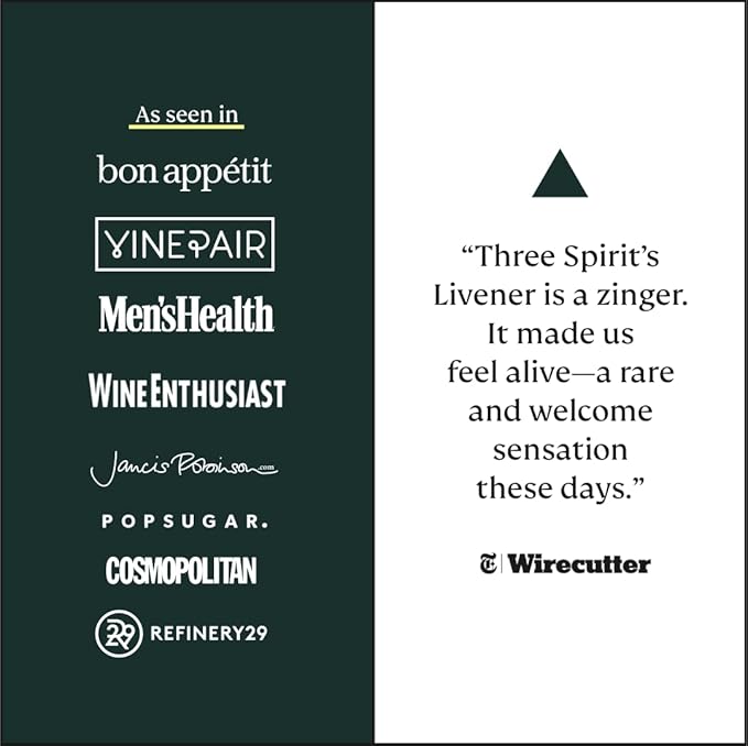 Three Spirit Non-Alcoholic Alternative Spirit- The Livener 50cl | Energizing with Natural Caffeine ADAPTOGENS &amp Watermelon &amp Ginger | Multi-Award Winning Active botanical Gluten Free &amp