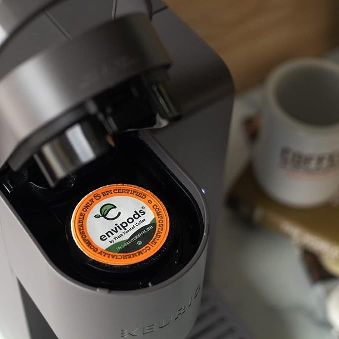 Fresh Roasted Coffee USDA Organic Peru Water-Processed Decaf envipods | 3rd Party Tested for Pesticides Mold Mycotoxins Kosher BPI Compostable | Med Roast 72 CT Pods for K Cup Brewers