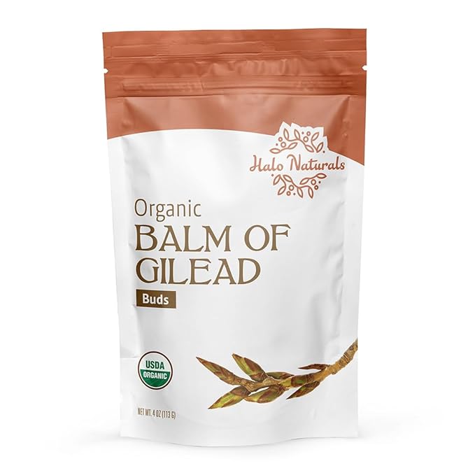 Halo Naturals Organic Balm Of Gilead Buds 4 Ounces (Populus candicans) USDA Certified | Resealable Pouch| Packaged in The USA