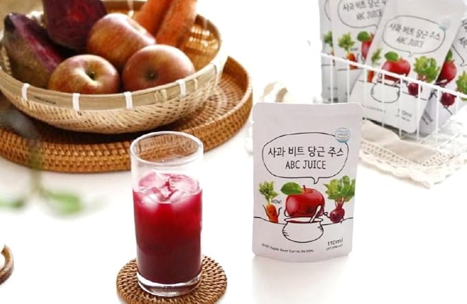 YoonSunAe ABC Juice 110ml/3.72fl.oz. X 30 Pouch Apple Beet Carrot Juice NFC(Not From Concentrate) No Sugar Added Made in Korea