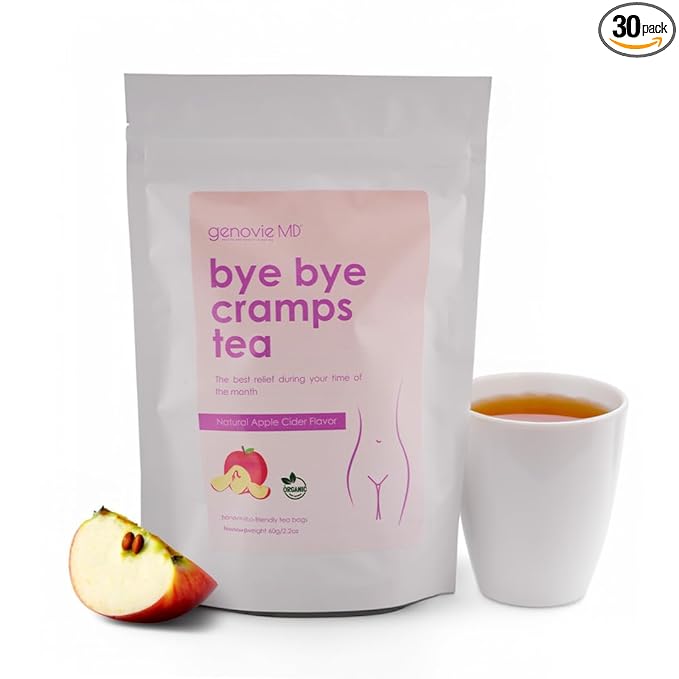 Bye Bye Cramps Tea Apple Cider &amp Hibiscus 30 Tea Bags – Organic Menstrual Relief Herbal Tea