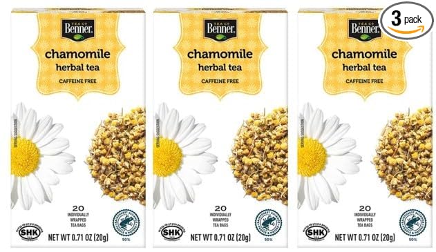 60 Ct of Chamomile Tea Caffeine Free 20 Individually Wrapped Tea Bags 0.92 oz (Pack of 3)
