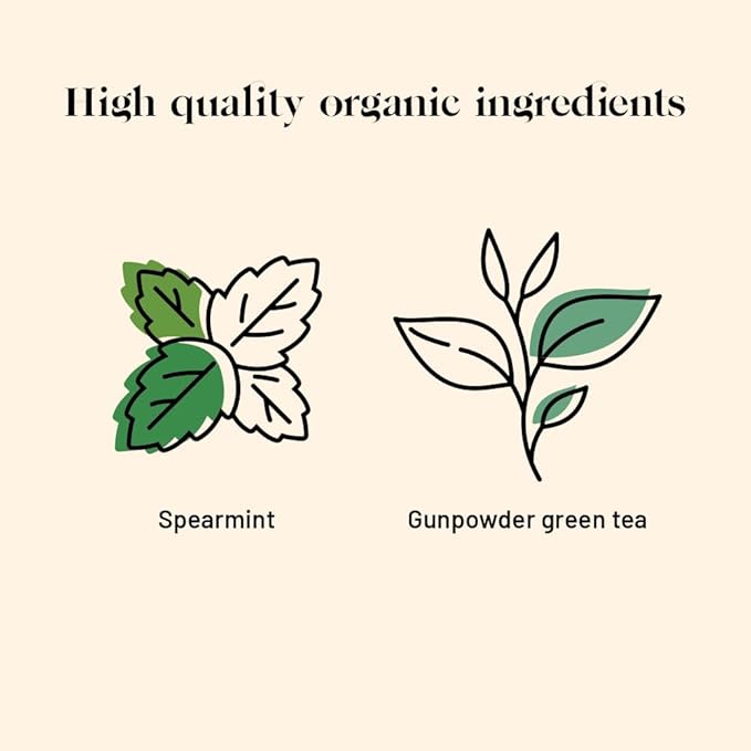 Kusmi Tea - Pack of 2 Boxes of Tea Bags - Spearmint Green - Organic Blend of Gunpowder Green Tea with Mint - Peppermint Tea - Enjoy Hot or Ice - Organic Flavored Green Tea - 2x20 Tea Bags