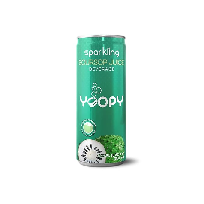 Yoopy Sparkling Soursop Juice – 12 Pack (10.82 fl oz Each) – Made with 55% Real Soursop Juice – No Added Sugar – Tropical &amp Bubbly Drink – Best Served Cold
