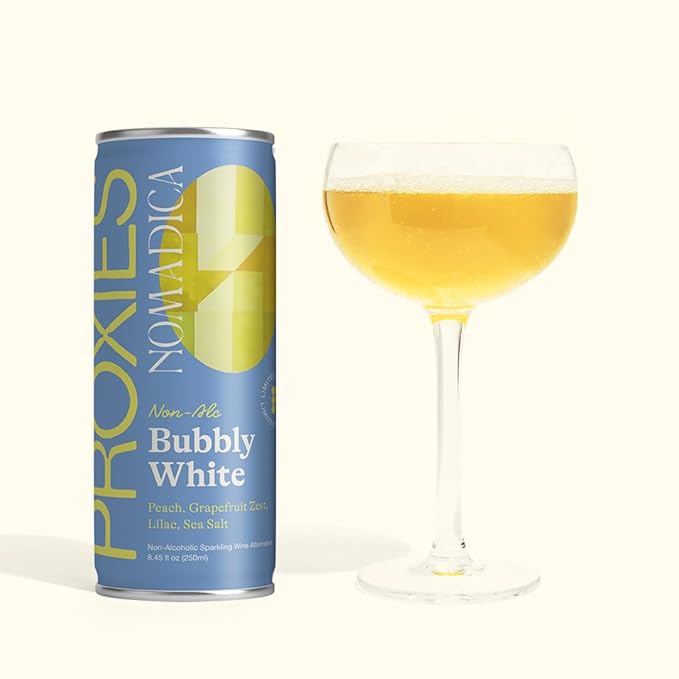 Proxies Bubbly White – Non-Alcoholic Sparkling Wine Spritz – Zesty &amp Aromatic Canned Drink 4-Pack
