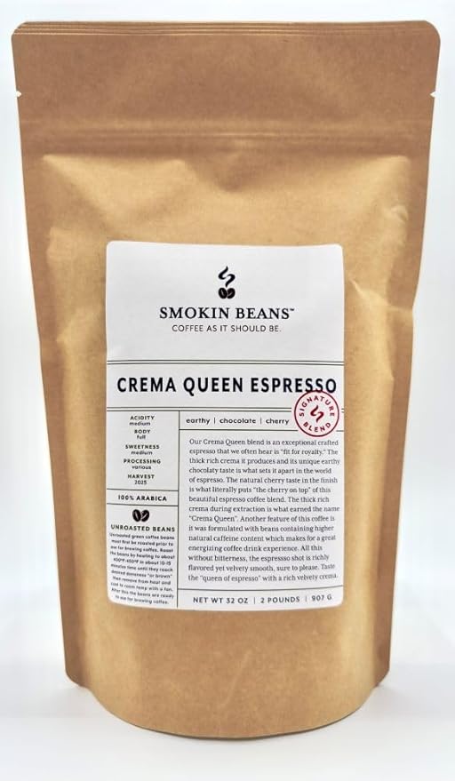2-Pound Crema Queen Espresso Washed Processing Unroasted Green Coffee Beans Fresh Current Crop Specialty Grade For Home Coffee Roasters