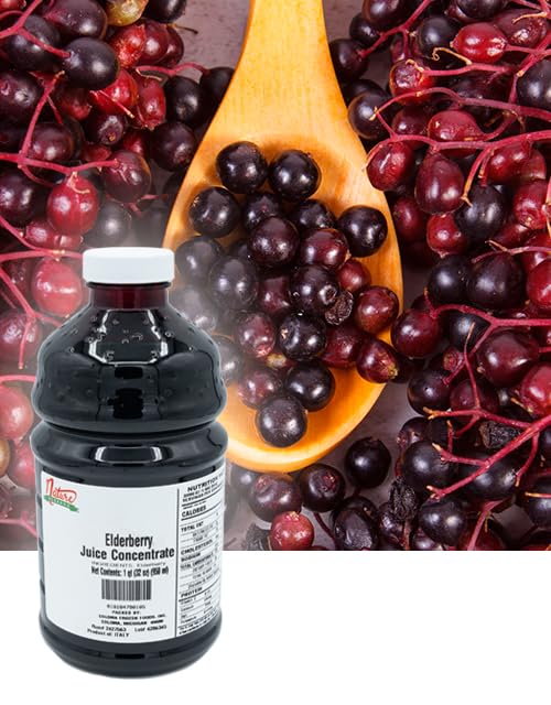 Nature Blessed 100% Pure Elderberry Fruit Juice Concentrate - 4 Quarts (4/32 fl oz bottles) Excellent for Mead Brewing Beer Jelly Production and Wine
