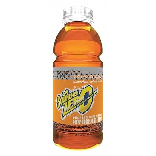 Sqwincher Zero Activity Drink Bottles | Orange Flavored | Sugar Free | Low Calorie | Low Sodium | Ready-To-Drink| Electrolyte Replenishment Hydration Drink | 20 oz (Case of 24)