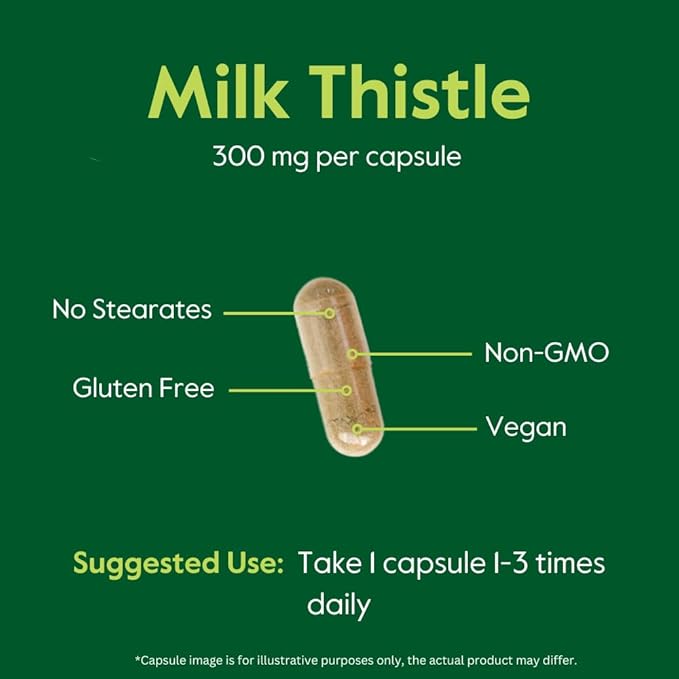 BESTVITE Milk Thistle 300mg (240 Vegetarian Capsules) - Standardized to 80% Silymarin Flavonoids - No Stearates - Vegan - Non GMO - Gluten Free (Pack of 2)