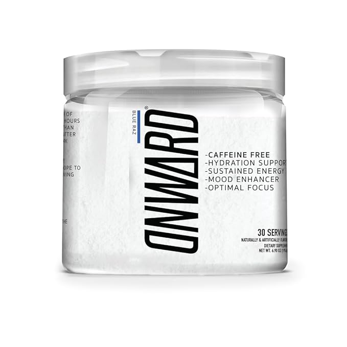 Onward Daily Performance Drink Mix – Clean Energy Focus &amp Hydration Support with Electrolytes Nootropics &amp Vitamins – No Sugar Smooth Taste - Caffeine Free - Blue Raz
