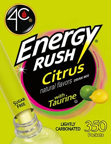 4C Powder Energy Rush Stix Energy Rush - Citrus 350 Count Bulk Buy Singles Stix On the Go Refreshing Water Flavorings Value Pack
