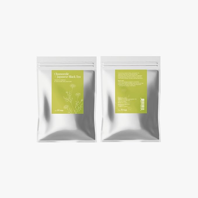 Chamomile + Japanese Black Tea Blend – 30 Bags – Balanced Floral &amp Bold Infusion