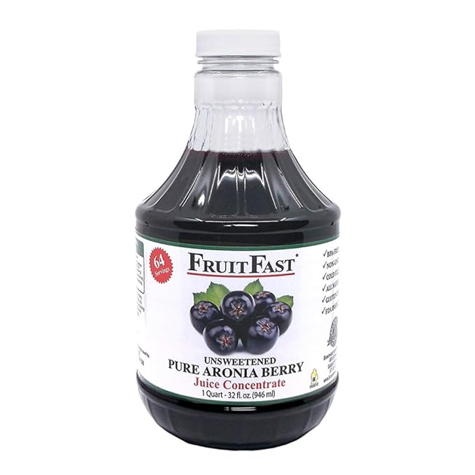 Aronia Berry (Chokeberry) Juice Concentrate (32 Fl Oz.) by FruitFast - Unsweetened Pure 65 Brix Choke Berry Concentrate - 64 Servings (32 Ounce)