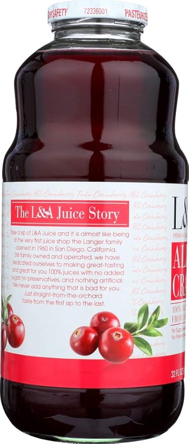 L and A All Cranberry Juice 32 Ounce -- 6 per case. by Unknown