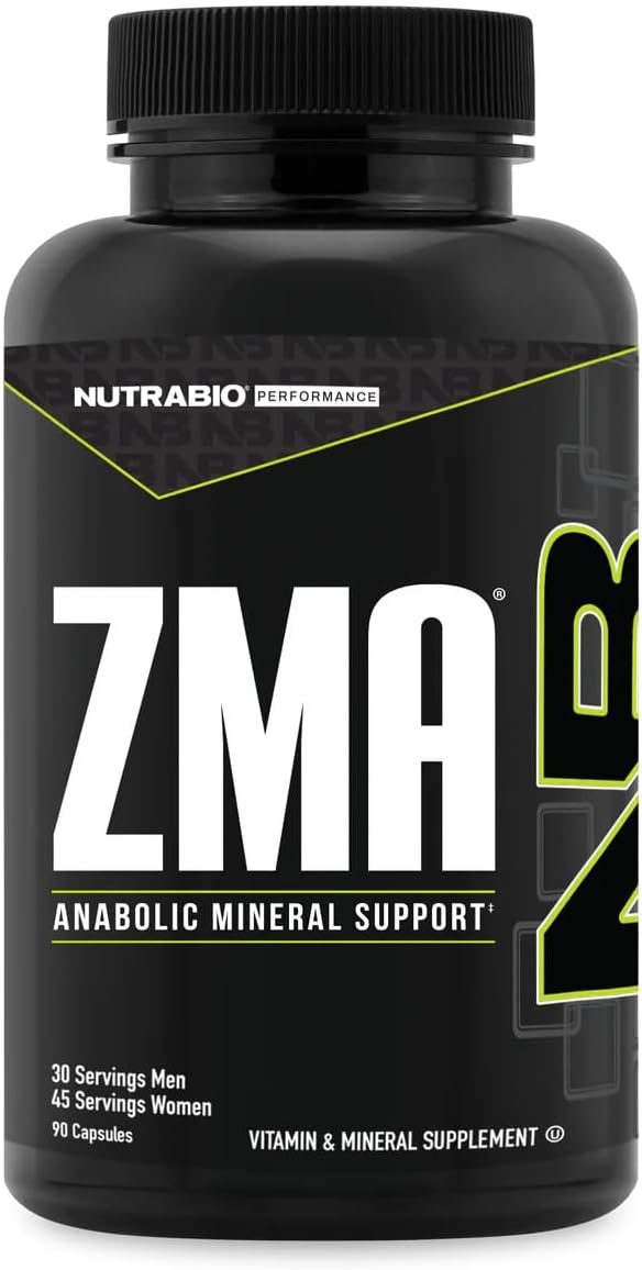 NutraBio ZMA Supplements for Men &amp Women- Zinc Magnesium Supplements to Support Hormone Levels -Sleep- Muscle Recovery-Immune Health 90 Count