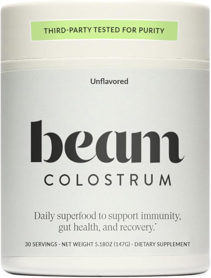Beam Colostrum Powder – Grass-Fed Bovine Colostrum Supplement 3g Per Serving Colostrum for Gut Health Immune System &amp Digestive Health Support Non-GMO Third-Party Tested 30 Servings