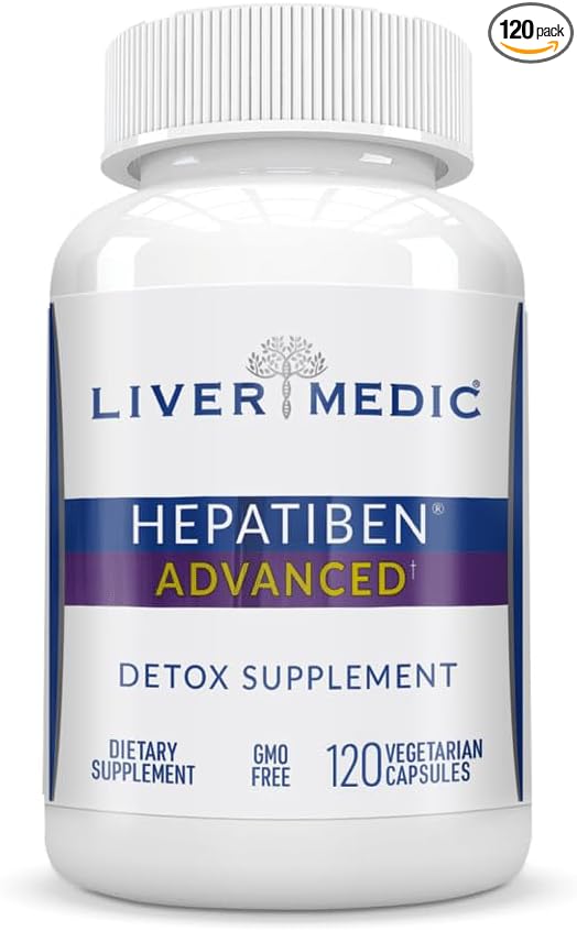 Hepatiben Liver Detox Cleanse All Natural Supplement with Milk Thistle Silybin NAC Choline MSM Turmeric Berberine Glutathione Alpha Lipoic Acid Vegan NonGMO 120 Capsules 1500mg