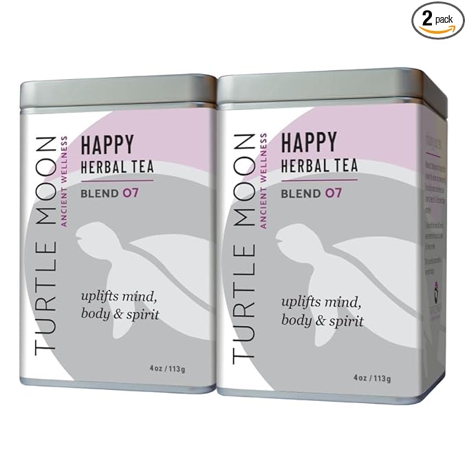 Happy Herbal Tea Blend: Loose-Leaf Organic &amp Wildcrafted Healing and Medicinal Two 4 oz. Tins (8 oz. total).